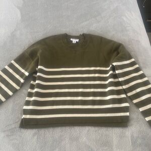 For The Republic Green and White Crewneck Sweater